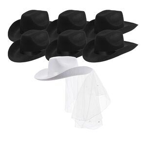 2537 Cowgirl Hats Party Pack Bride White Cowboy Hat And Black Cowgirl Hats 7